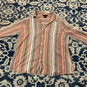 COPY - Preswick&Moore striped three quarter sleeve button up shirt!